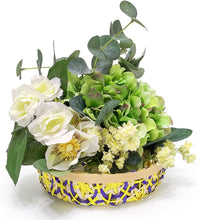 Ann Lee Design Bamboo Woven Floral Round Tray (Small, Yellow Purple)