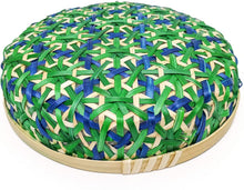 Ann Lee Design Bamboo Woven Floral Round Tray (Small, Green Blue)…