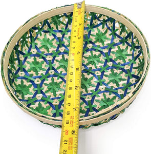 Ann Lee Design Bamboo Woven Floral Round Tray (Small, Green Blue)…