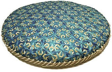 Ann Lee Design Round Decorative Serving Trays - 13.78 x 13.78 x 1.5 Inches (Floral Teal Blue)