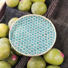 Ann Lee Designs X-Large Handmade Round Decorative Basket Tray - 14 x 14 x 1 Inches (Teal)