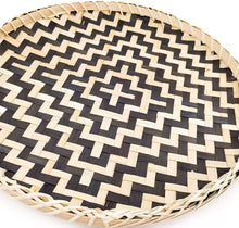 ANNLEE DESIGN Round Decorative Elegant Line Serving Trays (13.8", Black Square Cross Snack)