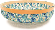 Ann Lee Design Bamboo Woven Floral Round Tray (Small, Teal Blue)