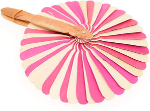 Ann Lee Design Natural Round Hanging Folding Fan (Pink)