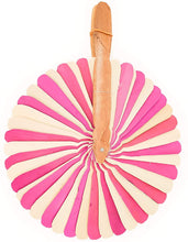 Ann Lee Design Natural Round Hanging Folding Fan (Pink)