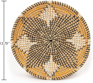 Ann Lee Design Rattan Woven Fruit Basket (D13.75", Orange Black Flower)