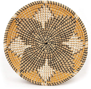 Ann Lee Design Rattan Woven Fruit Basket (D13.75", Orange Black Flower)