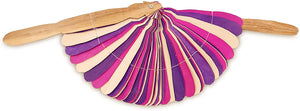 Ann Lee Design Natural Round Hanging Folding Fan (Purple and Pink)