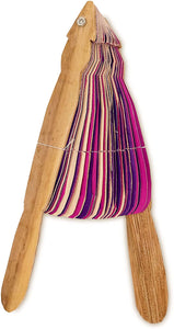 Ann Lee Design Natural Round Hanging Folding Fan (Purple and Pink)