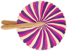 Ann Lee Design Natural Round Hanging Folding Fan (Purple and Pink)