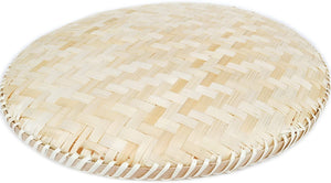 Ann Lee Design Bamboo Wood Round Serving Platter - 13 x 13 x 1 Inches (Beige)