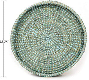 Ann Lee Design Round Serving Seagrass Trays (All Teal Dyed, Seagrass)