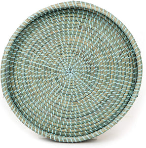 Ann Lee Design Round Serving Seagrass Trays (All Teal Dyed, Seagrass)