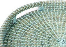 Ann Lee Design Round Serving Seagrass Trays (All Teal Dyed, Seagrass)