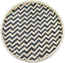 Ann Lee Design Round Serving Trays - 14 x 14 x 2 Inches (Black Wave)