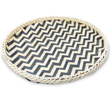 Ann Lee Design Round Serving Trays - 14 x 14 x 2 Inches (Black Wave)