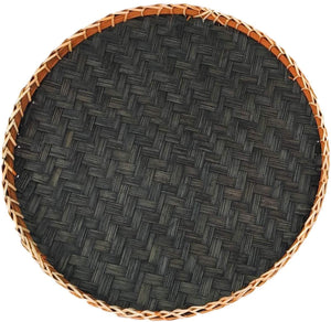 Ann Lee Design Round Serving Trays - 14 x 14 x 0.75 Inches (Black Orange)