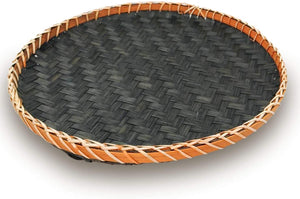 Ann Lee Design Round Serving Trays - 14 x 14 x 0.75 Inches (Black Orange)