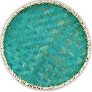 Ann Lee Design Round Serving Trays - 14 x 14 x 2 Inches (Teal Pine Green)