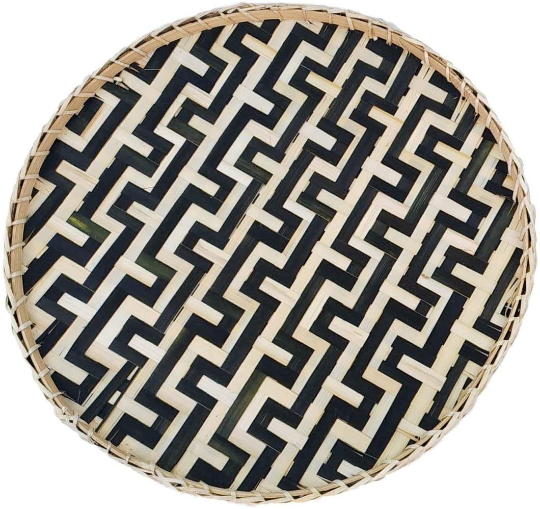 Ann Lee Design Round Serving Trays - 14 x 14 x 1.7 Inches (Snake Black)