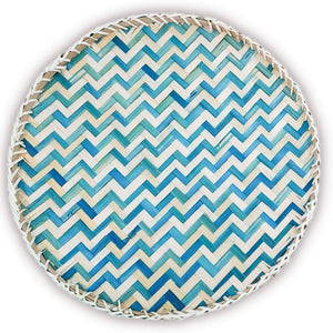 Ann Lee Design Round Serving Trays - 14 x 14 x 1.2 Inches (Teal Wave)