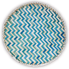 Ann Lee Design Round Serving Trays - 14 x 14 x 1.2 Inches (Teal Wave)