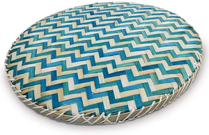 Ann Lee Design Round Serving Trays - 14 x 14 x 1.2 Inches (Teal Wave)