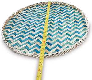 Ann Lee Design Round Serving Trays - 14 x 14 x 1.2 Inches (Teal Wave)