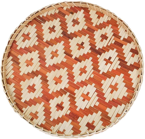 Ann Lee Design Round Serving Trays - 14.41 x 13.94 x 1.77 Inches (Diamond Brown)