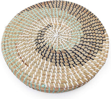 Ann Lee Design Round Serving Seagrass Trays (Blue Black Vortex, Seagrass)