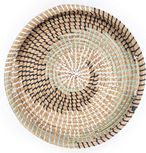 Ann Lee Design Round Serving Seagrass Trays (Blue Black Vortex, Seagrass)