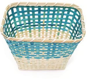 Ann Lee Design Simple Bamboo Wall Hanging Basket (29 x 20 cm) (Square, Teal White)