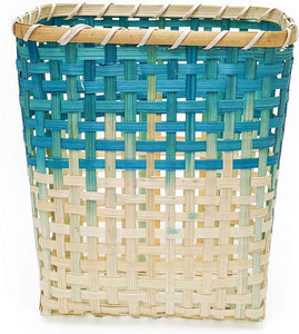 Ann Lee Design Simple Bamboo Wall Hanging Basket (29 x 20 cm) (Square, Teal White)