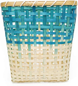 Ann Lee Design Simple Bamboo Wall Hanging Basket (29 x 20 cm) (Square, Teal White)