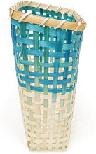 Ann Lee Design Simple Bamboo Wall Hanging Basket (29 x 20 cm) (Square, Teal White)