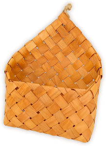 ANNLEE DESIGN Wall Hanging Wooden Sheet Woven Basket (Honey Brown, Small)